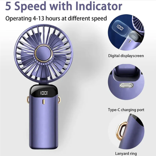 𝐏𝐨𝐫𝐭𝐚𝐛𝐥𝐞 𝐅𝐚𝐧 𝐏𝐞𝐫𝐬𝐨𝐧𝐚𝐥 𝐅𝐚𝐧 𝟓𝟎𝟎𝟎𝐌𝐀𝐡 𝐑𝐞𝐜𝐡𝐚𝐫𝐠𝐞𝐚𝐛𝐥𝐞,𝟓 𝐒𝐩𝐞𝐞𝐝𝐬 𝐰𝐢𝐭𝐡 𝐋𝐄𝐃 𝐃𝐢𝐬𝐩𝐥𝐚𝐲,𝟗𝟎° 𝐀𝐝𝐣𝐮𝐬𝐭𝐚𝐛𝐥𝐞 Multicolour